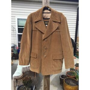 Vintage Men Corduroy Blazer Size 46 Tan Jacket Coat Frontiersman Homestead Thick